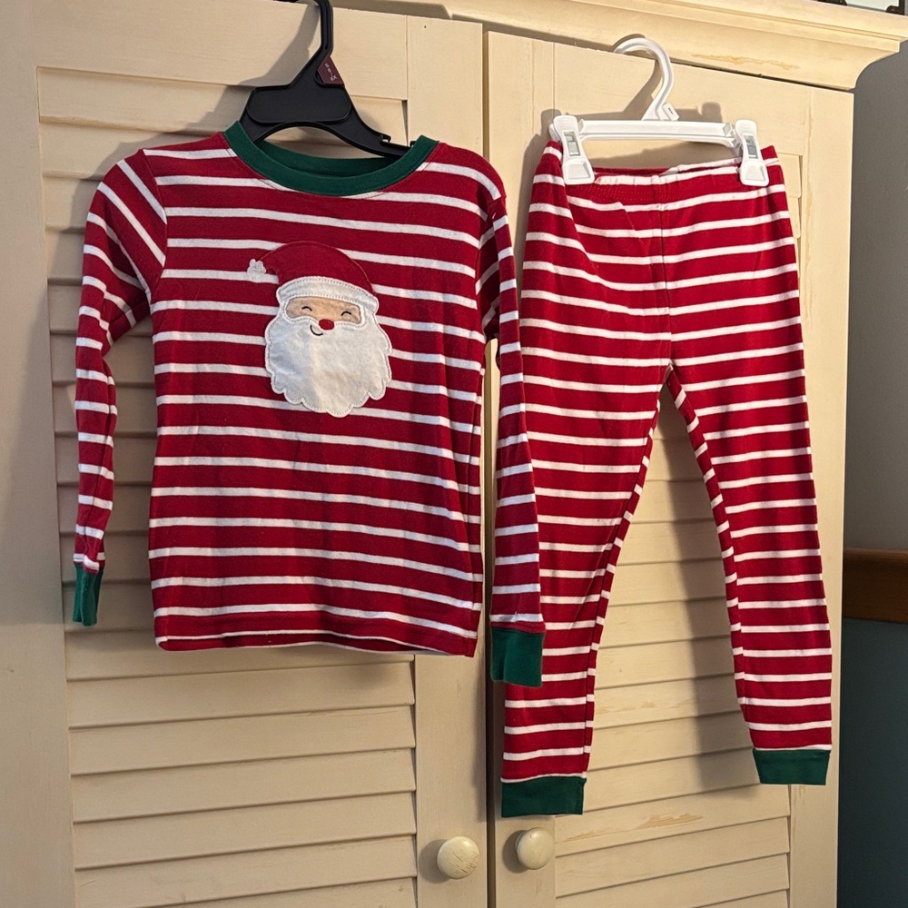 Child of Mine Red and White Striped Santa Pajama Set